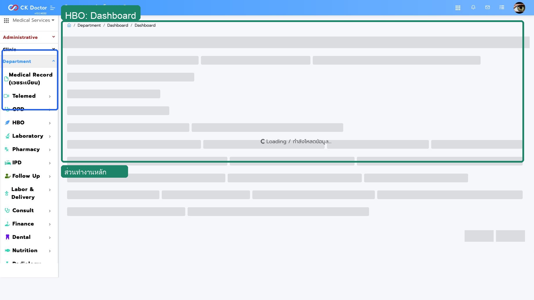 HBO  Dashboard และติดตามคิว